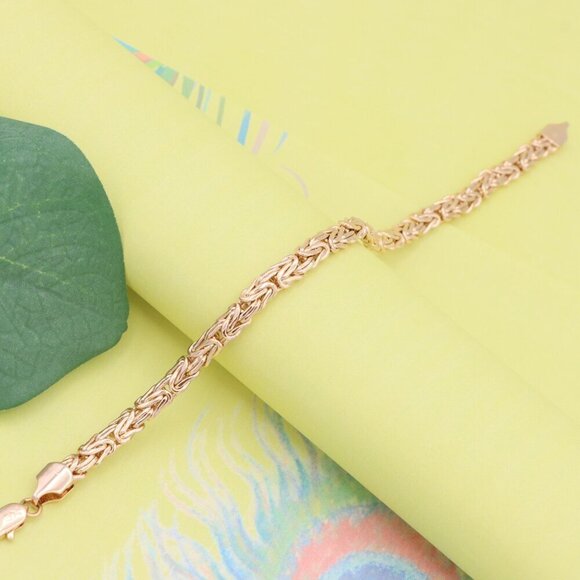 "Elegant Rose Gold Byzantine Chain Bracelet for Women, XPBL1126 - Picture 5 of 13